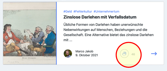 Besucher können für gute Blogeinträge applaudieren.